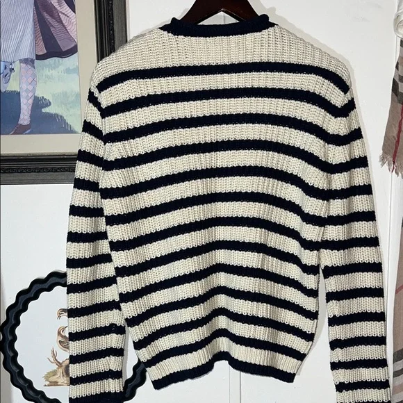 Polo by Ralph Lauren Women's Navy and Ivory Striped Sweater - Picture 7 of 8